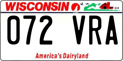 WI license plate 072VRA