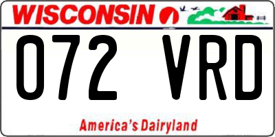 WI license plate 072VRD