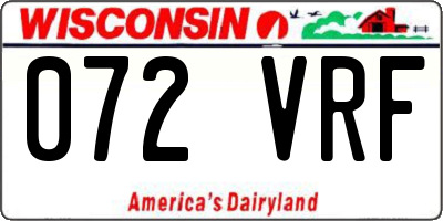 WI license plate 072VRF