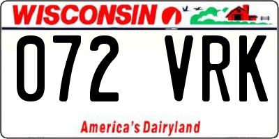 WI license plate 072VRK