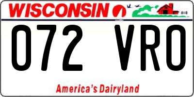 WI license plate 072VRO