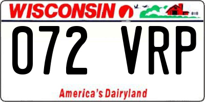 WI license plate 072VRP