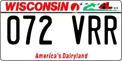 WI license plate 072VRR
