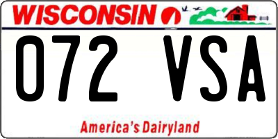 WI license plate 072VSA