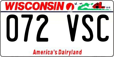 WI license plate 072VSC