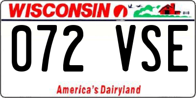 WI license plate 072VSE