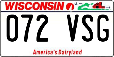 WI license plate 072VSG