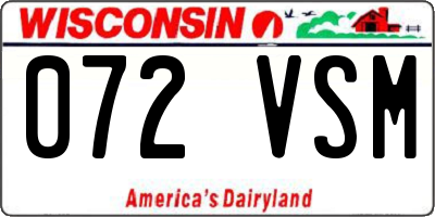 WI license plate 072VSM