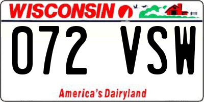 WI license plate 072VSW