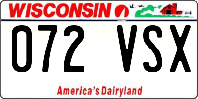 WI license plate 072VSX