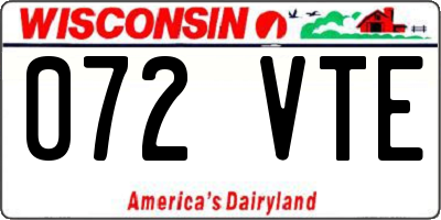 WI license plate 072VTE