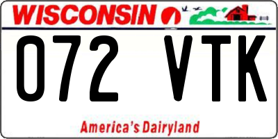 WI license plate 072VTK