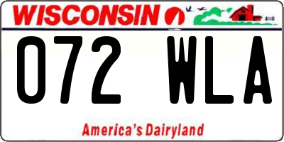 WI license plate 072WLA