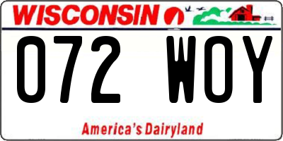 WI license plate 072WOY