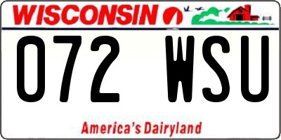 WI license plate 072WSU
