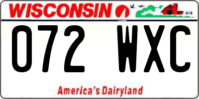 WI license plate 072WXC