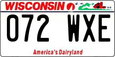 WI license plate 072WXE