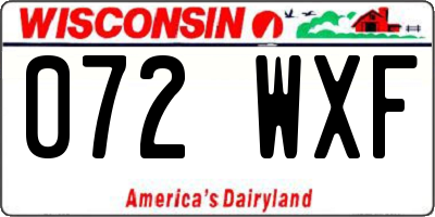 WI license plate 072WXF