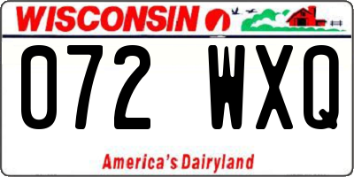 WI license plate 072WXQ