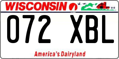 WI license plate 072XBL