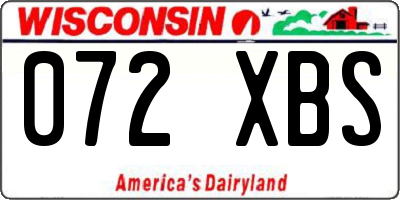 WI license plate 072XBS