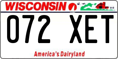 WI license plate 072XET