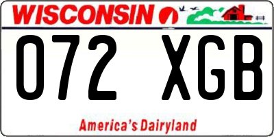 WI license plate 072XGB