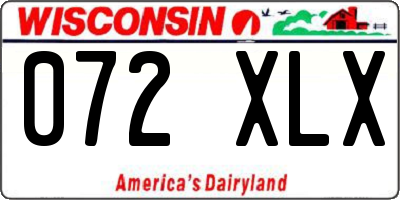 WI license plate 072XLX