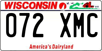 WI license plate 072XMC