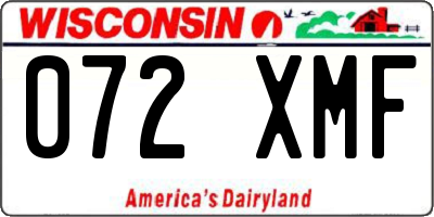 WI license plate 072XMF