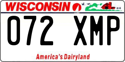 WI license plate 072XMP