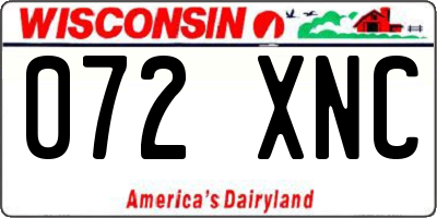 WI license plate 072XNC