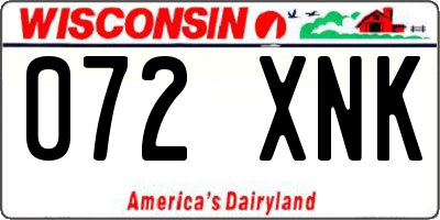WI license plate 072XNK