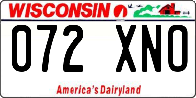 WI license plate 072XNO