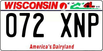 WI license plate 072XNP