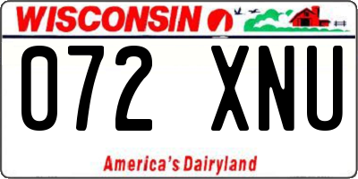 WI license plate 072XNU
