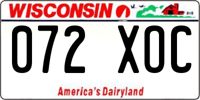 WI license plate 072XOC