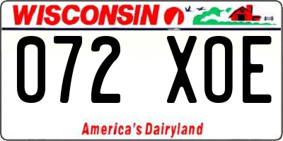 WI license plate 072XOE