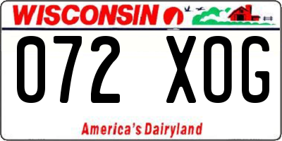 WI license plate 072XOG