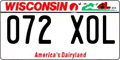 WI license plate 072XOL