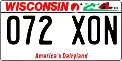 WI license plate 072XON