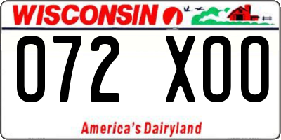WI license plate 072XOO