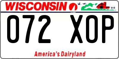 WI license plate 072XOP