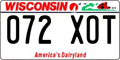 WI license plate 072XOT