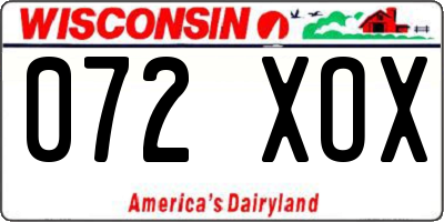 WI license plate 072XOX