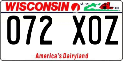WI license plate 072XOZ