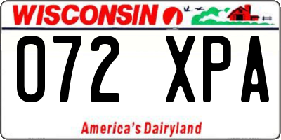 WI license plate 072XPA