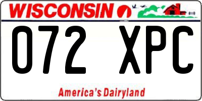 WI license plate 072XPC