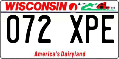WI license plate 072XPE