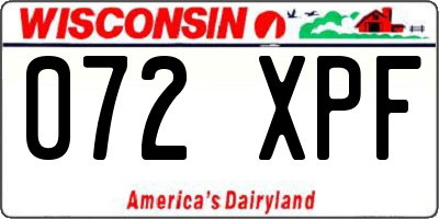 WI license plate 072XPF